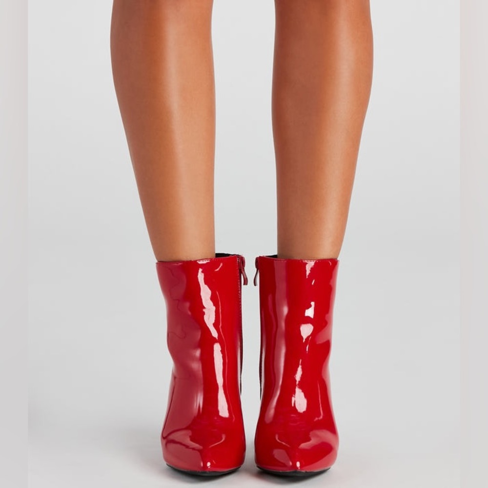 Red Patent Block Heel Bootie - Picture 2 of 7